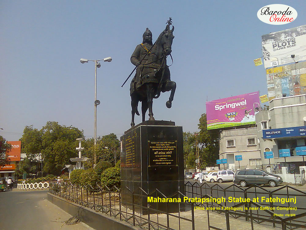 Baroda Photographs Maharana Pratapsingh Statue at Fatehgunj